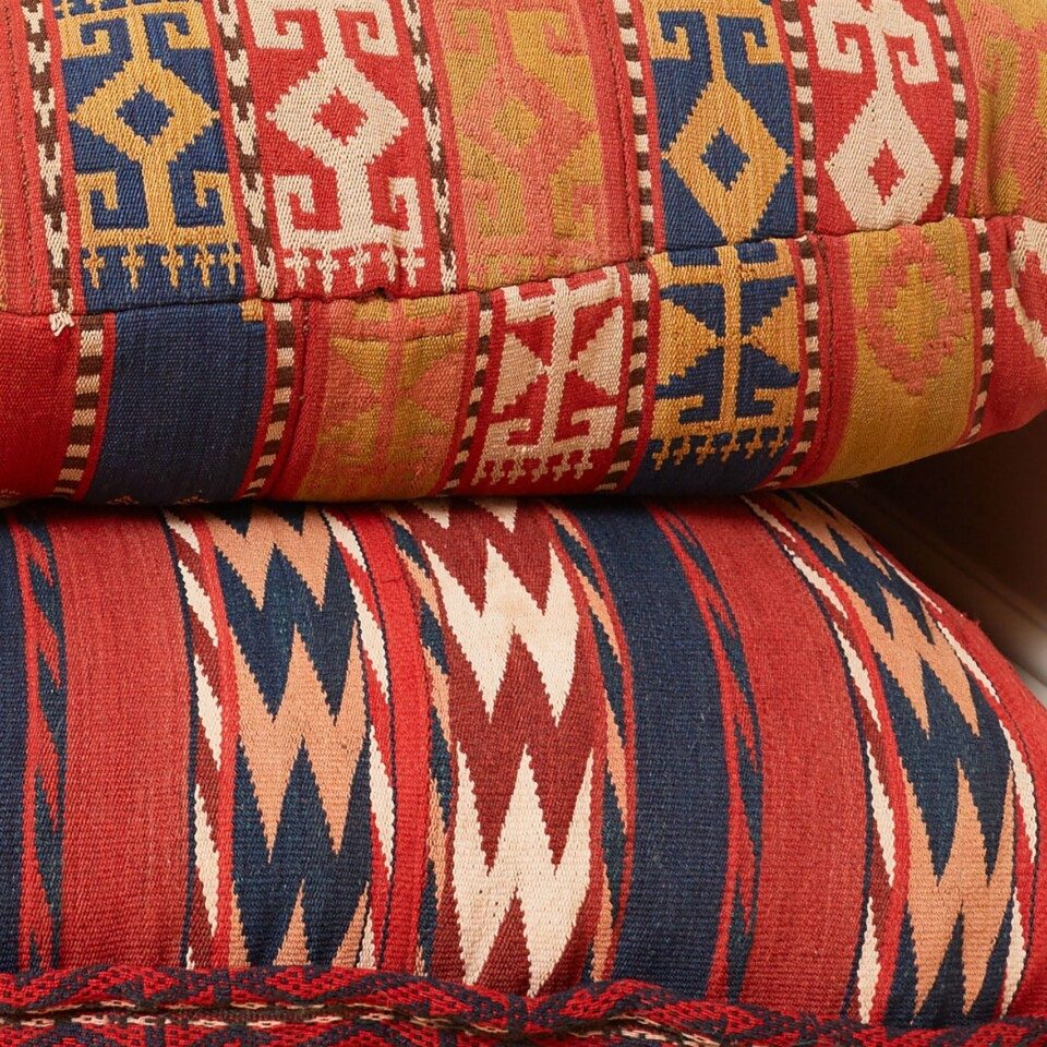 Very Large Flat Weave Kilim Floor Cushion