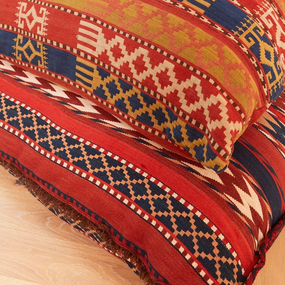 Large Flat Weave Kilim Floor Cushion
