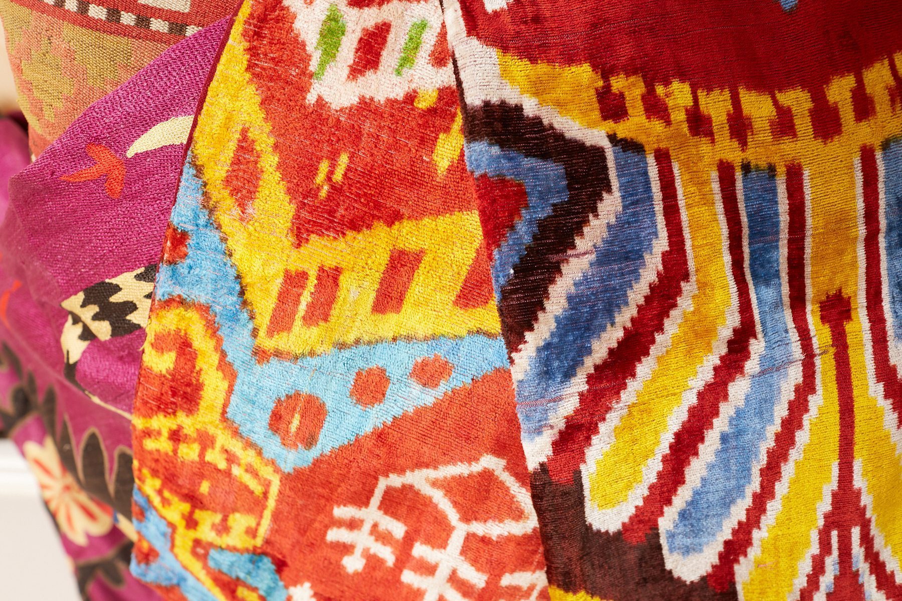 Vintage Multicolour Silk Ikat Pillows - Image 5